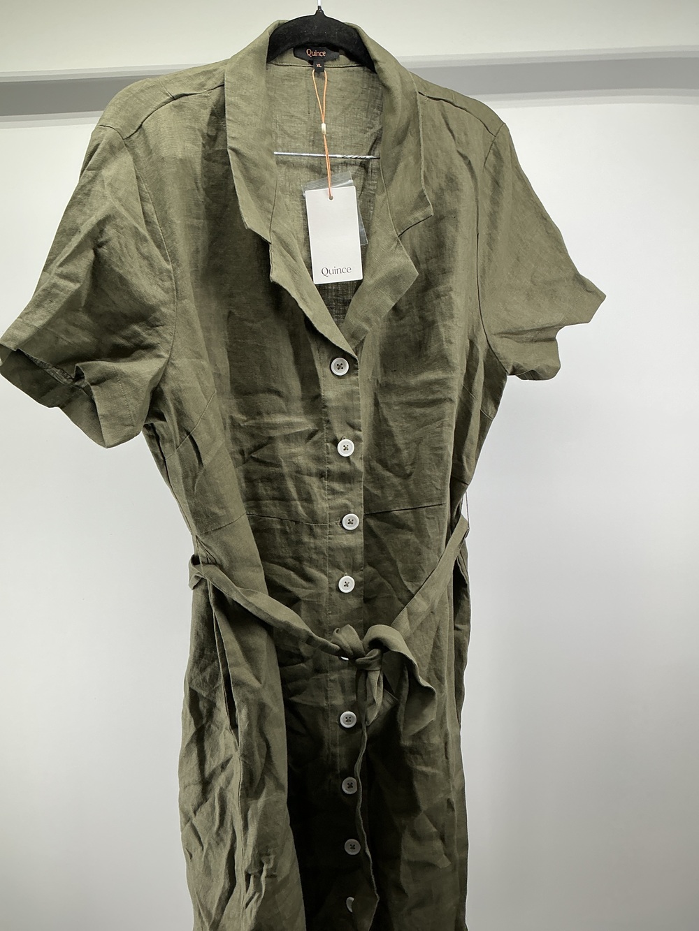 100% European Linen Button Front Dress